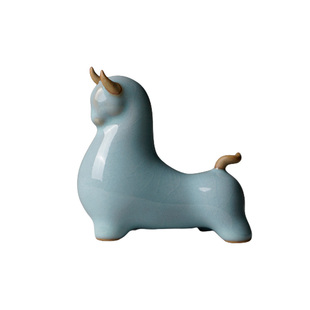 汝州原产地大观汝瓷 牛转乾坤茶宠 一级品朱家汝窑朱法喜玛瑙入釉