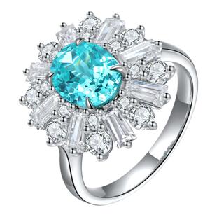 [定制][霸王花]925银实验室培育帕拉伊巴戒指花型个性高级感女