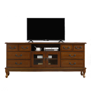 实木电视柜欧式卧室高电视柜 现代客厅带抽门斗储物柜中式电视柜