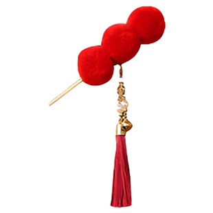 小酒窝同款糖葫芦发夹红色毛球流苏发卡秋冬古风汉服新年头饰夹子