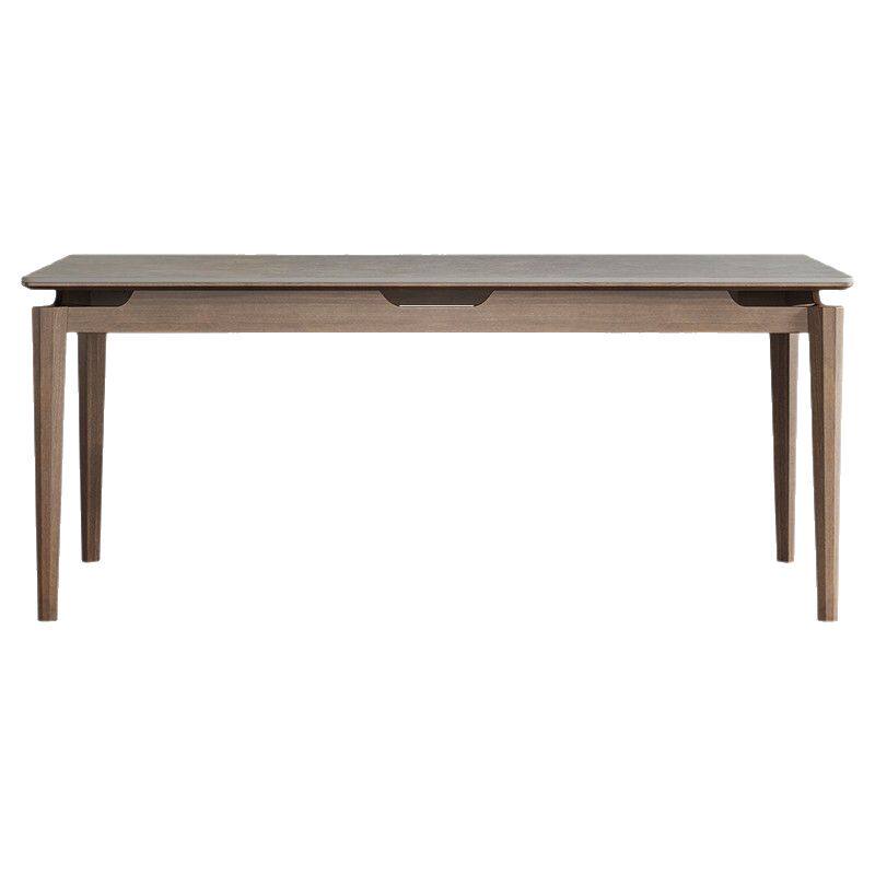 北欧进口实木岩板餐桌现代简约家用长方形小户型实木腿饭桌椅组合