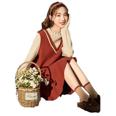 唐狮新年战袍清仓针织连衣裙秋冬款小个子冬季打底毛衣裙过年穿搭
