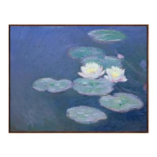 新品 莫奈《白色睡莲》数字油画版画现代背景挂画客厅玄关装饰画