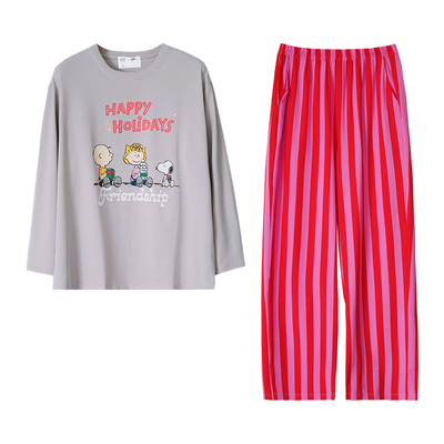 贝妍春秋季史努比情侣家居服套装