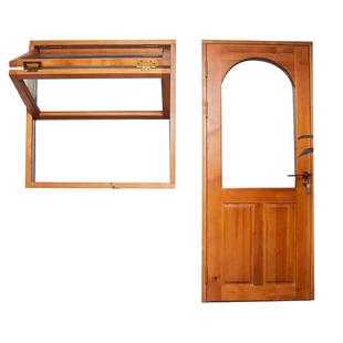 实木门窗定制商用商铺上下折叠玻璃窗复古店铺原木简约民宿入户门