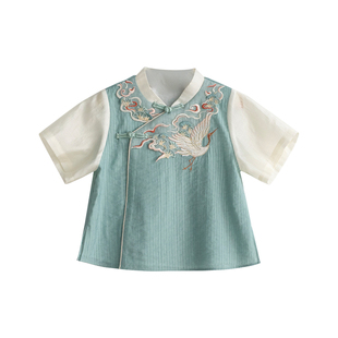 汉服男童2026夏款儿童国风裤子套装男孩中秋古装表演演出服毕业服