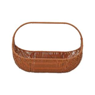 仿藤创意手提水果篮手工野餐红酒插花编织铁艺船形diy中秋送礼蓝