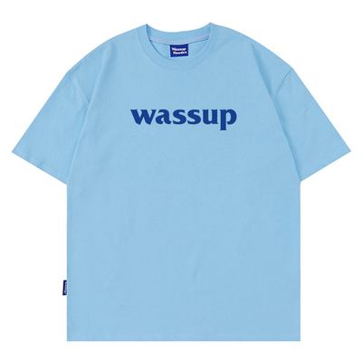 WASSUP潮牌浅蓝短袖字母T恤