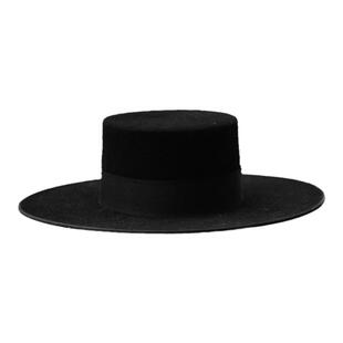 mdeke 风采 秋冬新款澳洲小众时尚博主凹造型羊毛毡平顶礼帽子女