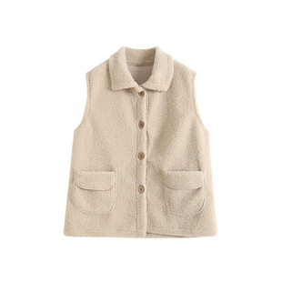 2025春秋新款马夹中年妈妈羊羔毛绒马甲大码背心皮毛一体坎肩外套