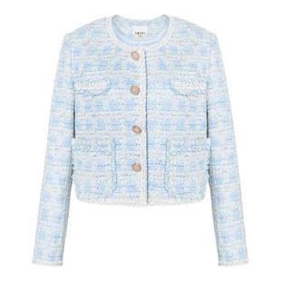 tanni新款优雅法式复古小香风薄款粗花呢外套TN11OW011B