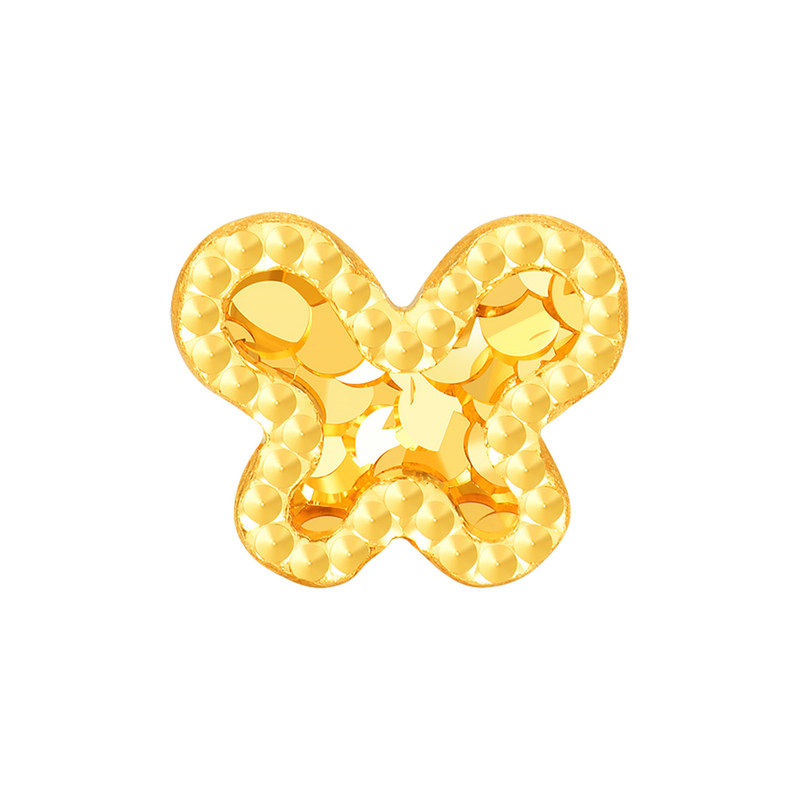 明牌珠宝金彩蝴蝶18K金耳钉