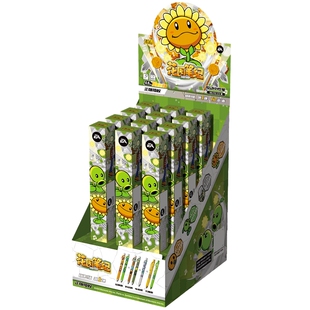 正版卡游 植物大战僵尸笔 第一弹旗帜版电音光耀款花园笔纪黑笔中性笔文具圆珠签字小学生学习用品按动盲盒笔