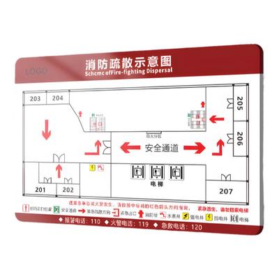 消防疏散示意图亚克力指示牌定制