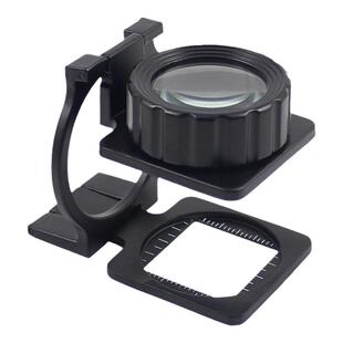 15倍双层玻璃镜片照布镜纺织布料便携三折叠式检验放大镜