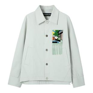 NUMBER HERE男女款贴布流苏休闲夹克外套明星同款撞色NH13J200