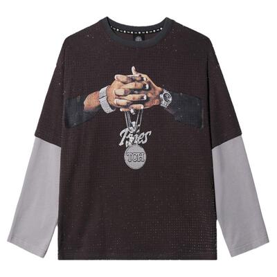 TCH潮牌轻奢深灰色长袖t恤休闲