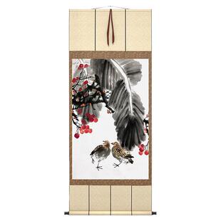 手绘大写意芭蕉叶画临摹齐白石公鸡水墨芭蕉国画中式宣纸鹌鹑挂画