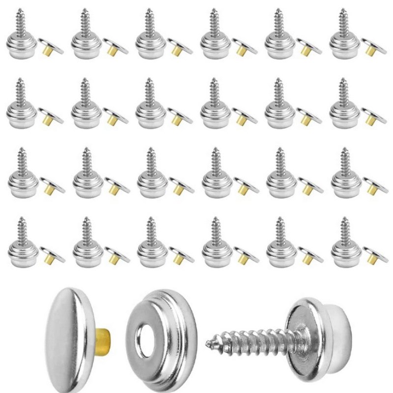 25/50套装螺丝大白扣袋装装饰船舶加不锈钢铜质按扣罩船扣螺丝