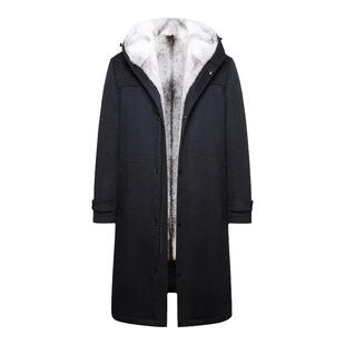 过膝长款十字貂内胆真皮皮衣派克服男貂皮外套男整貂皮草大衣