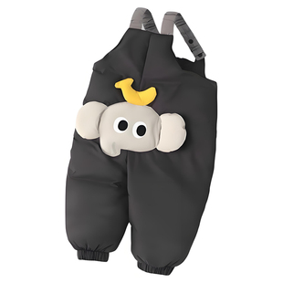 儿童羽绒裤背带裤加厚保暖宝宝冬装男童女童外穿连体裤三防防寒裤