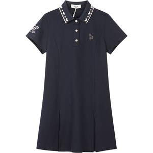 hazzys哈吉斯童装女童连衣裙26夏新丝光工艺翻领舒适甜美POLO裙