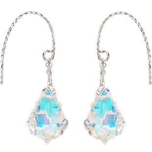 S家幻彩水晶美国进口14K包金耳环法式优雅巴洛克无痛蚊香盘耳夹女