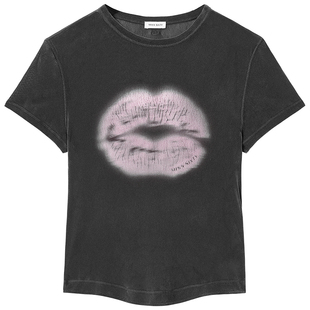 Miss Sixty2026春季新款T恤女撞色唇印短袖正肩显瘦上衣配收纳袋