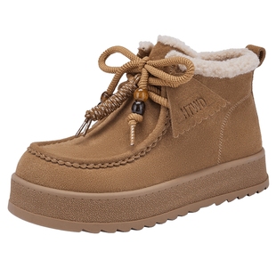 热风厚底雪地靴女鞋2025年冬季新款加绒保暖棉鞋户外加厚短筒靴子