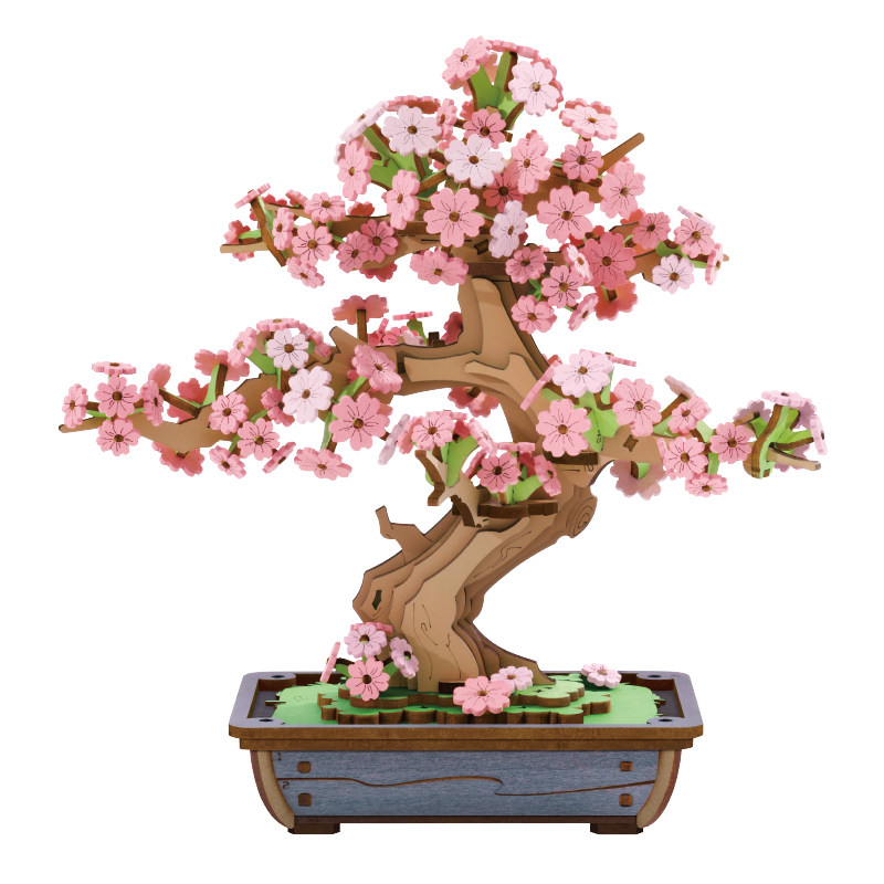 若来3d立体拼图樱花松树玩具积木