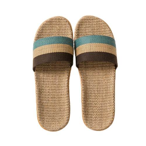 夏季草编藤编亚麻拖鞋家居男凉拖鞋女室内木地板凉拖家用待客防滑