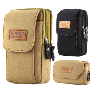 帆布手机包男腰包穿皮带手机袋多功能零钱包工地干活手机套腰带包