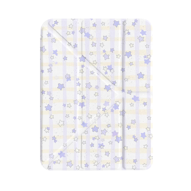 ins紫色格纹星星Y+三折适用ipad11保护套air7/6新款ipad10带笔槽11寸防摔10.2/10.9苹果平板保护套mini7女