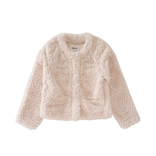 皇室童缘女童小香风毛绒外套冬季2025新款儿童加厚洋气上衣中大童