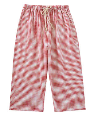 日系小格子纯棉七分裤女夏睡裤