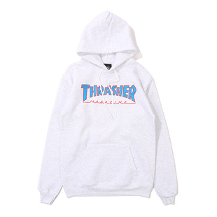 【新款配色】Thrasher 美版 限定雪花灰蓝火焰加绒卫衣帽衫情侣