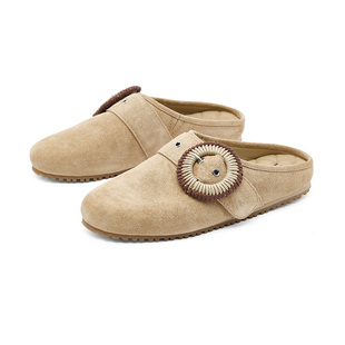 SUGARSU酥履 秋季新款面包编织扣穆勒外穿半拖休闲薄底勃肯女鞋