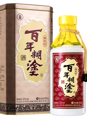 百年糊涂银世纪33度450ml白酒大瓶浓香型贵州高粱节日聚会礼盒装