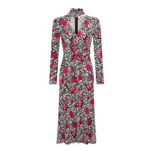 [博主同款]DVF植物印花天丝羊毛长袖中长款连衣裙DL4R038