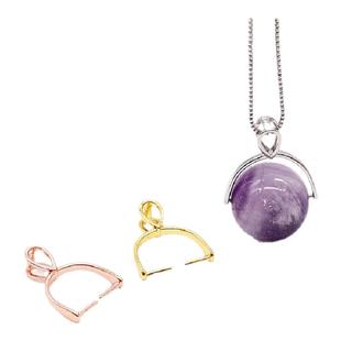 925镀银吊坠扣左右夹扣diy珍珠吊坠空托翡翠桶珠圆珠吊坠扣头银扣