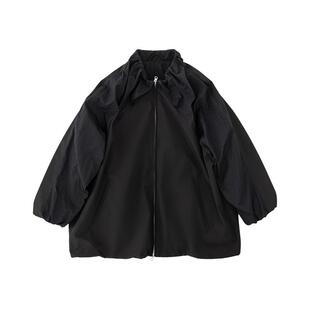 HalfwayHouse2025年秋季设计日系休闲宽松外套后领绣花拉链夹克男