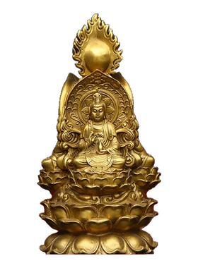 纯铜三面佛摆件观音如来地藏三圣神像吉祥如意家用供奉客厅工艺品