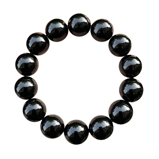 收藏级天然乌金黑曜石手串女散珠原石珠子情侣保真男潮