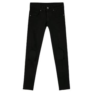 am风格小个子高弹力黑色百搭修身九分牛仔裤男slp高街9分小脚裤子