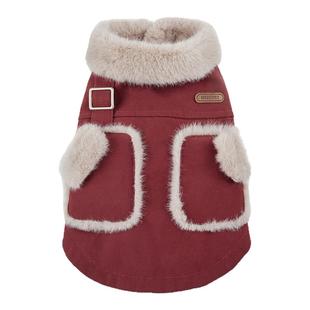 mookipet狗狗猫咪冬季宠物红色冬装马甲小型犬小狗新年保暖战袍