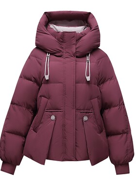 鸭鸭时尚短款连帽加厚羽绒服女