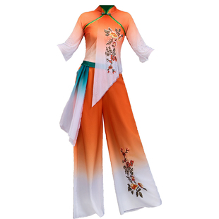 胶州秧歌舞蹈服艺考水稻舞扇子舞希望的田野古典广场演出服女飘逸