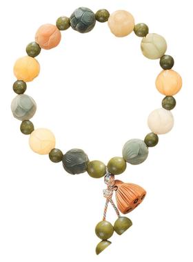 宫选晶品玛瑙莲花菩提手串白玉