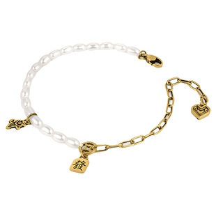 MONOLOGUE独白当局者潮麻将發复古黄金珍珠手链多款情人节礼物