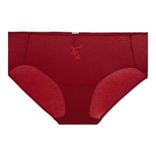 兰卡文内裤女纯棉薄款性感中腰平角裤红色婚庆LC23UN1